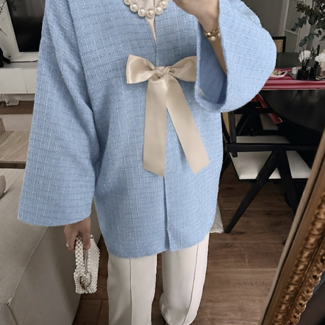 Kurdela tunik bebe mavisi chanel kumaş 