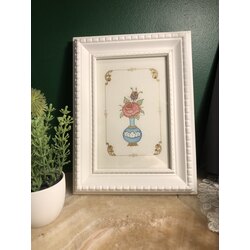 vazoda güller, rococo mini tablo 