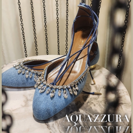 AQUAZZURA Denim Alexa Crystal Shoes