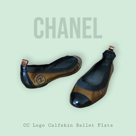 CC Logo Calfskin Ballet Flats