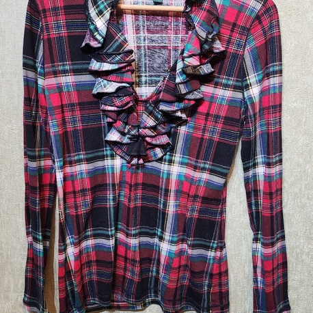 RALPH LAUREN | Fırfır Detaylı Ekose Bluz