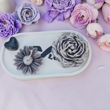 3 lü set,2 mum +1 adet alçı tabak