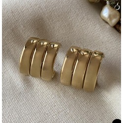 Çelik Triline Bombe Küpe (Gold) 
