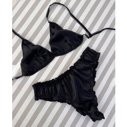 Siyah Saten Bralet Takım
