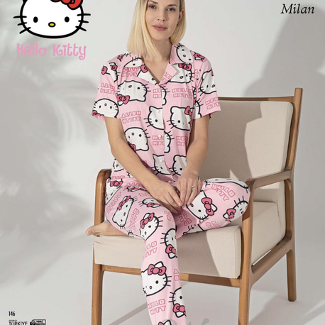 Hello Kitty Pijama Takımı Düğmeli 