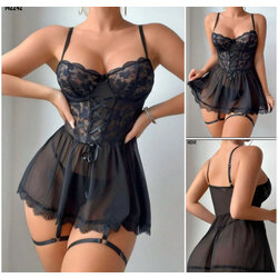 Blanor Siyah Jartiyer Set