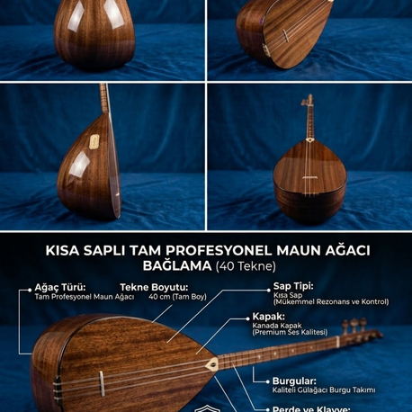 Kısa Saplı Tam Profesyonel Maun Ağacı Bağlama (40 Tekne) - Kanada Kapaklı