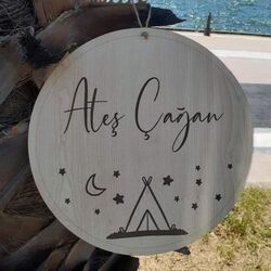 Kamp ve Doğa Konsepti Ahşap Kapı Süsü 