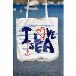 I Love Sea Desenli Çanta