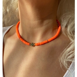 Oranj yonca detay fimo kolye