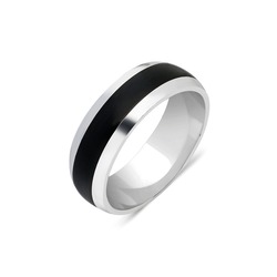 Siyah Şeritli Gümüş Alyans 5.5Mm 