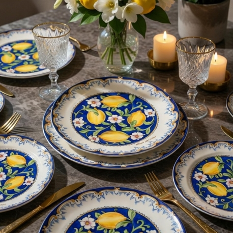 Limonlu modern çini desen