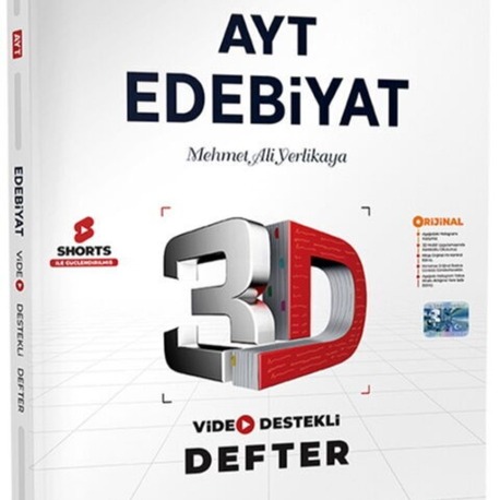 3D YAYINLARI AYT EDEBİYAT VİDEO DESTEKLİ DEFTER  GÜNCEL BASKI 