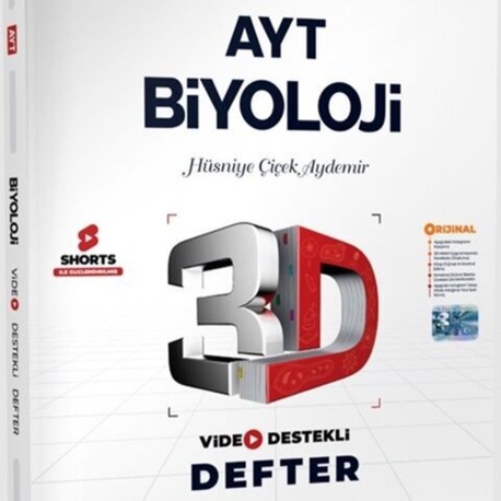 3D YAYINLARI AYT BİYOLOJİ VİDEO DESTEKLİ DEFTER  GÜNCEL BASKI 