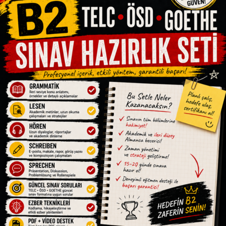 B2 TELC • ÖSD • GOETHE Sınav Hazırlık Seti 