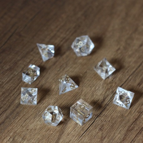 Golden Crystal Epoksi Reçine D&D Zar Seti