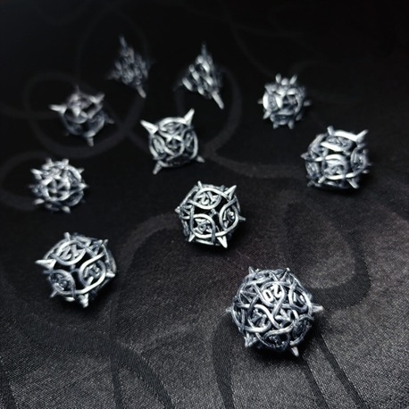 Gümüş Renkli Reçine 3d Print Zar Seti