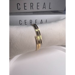 ROMA RAKAMLI TAŞLI GOLD BİLEKLİK 