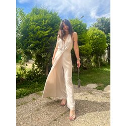 Zara sırt dekolteli saten elbise tulum