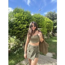 Zara haki denim şort etek