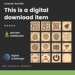 Square Coaster Bundle, Web Security Theme Vector Digital DXF Files, Laser or Plasma Cutting