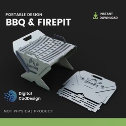 Collapsible Barbecue & Fire Pit Design, DXF files for laser cutting