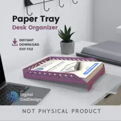 Metal Paper Tray, Document Organizer , Dxf File For Laser Metal Cutting