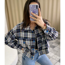Yeni Sezon Ekose Crop Ceket 