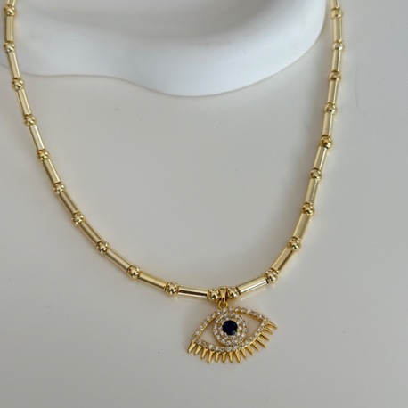 Altın Kaplama Taşlı Göz Kolye
