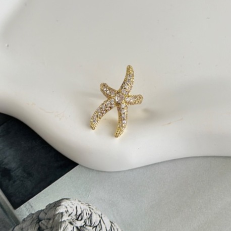 Vip 14K Kum Zirkon Taşlı Yıldız Kıkırdak Küpe