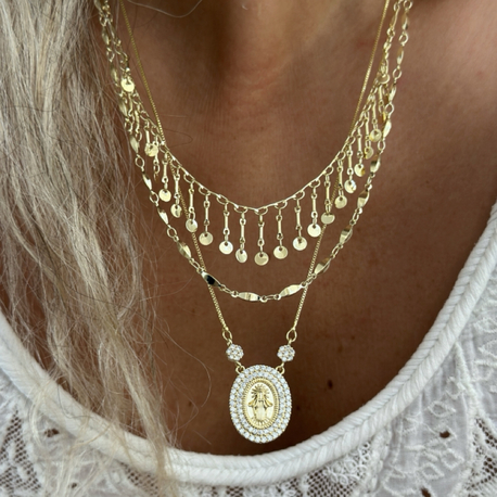 Vip 14K Pullu Çift Zincirli Kolye Set