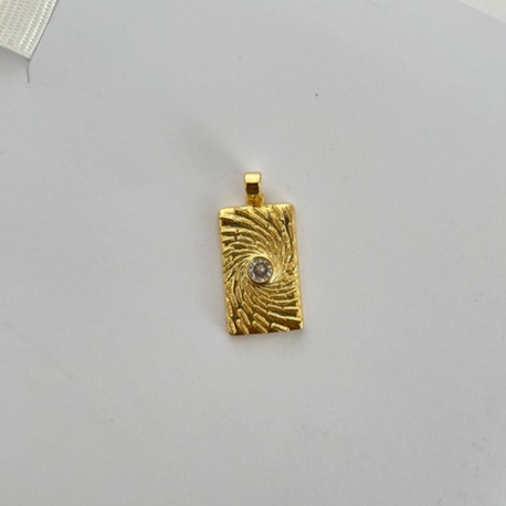 Altın Kaplama Kum Desenli Plaka Charm