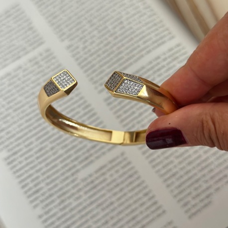 Vip 14K Uçları Zirkon Taşlı Kelepçe Bileklik