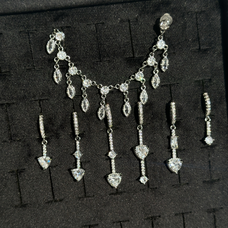 Vip Silver Küpe ve Kıkırdak Küpe Set