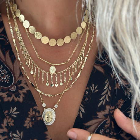 Vip 14K Pul Detaylı Kolye Set