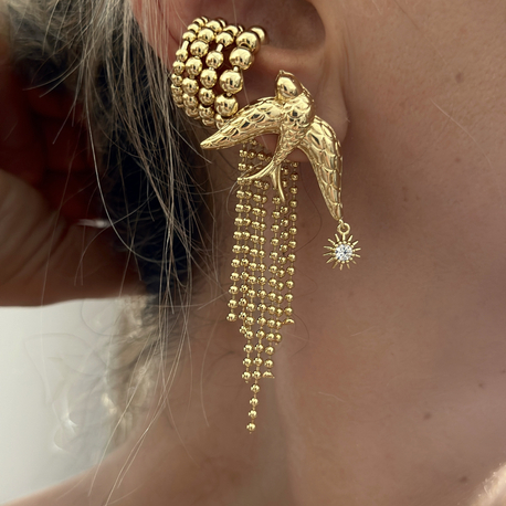 Vip 14K Kırlangıç Küpe Set