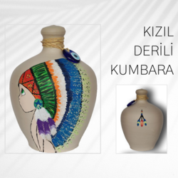 El Yapımı Çömlek Kumbara Kızılderili Figürlü Kişiselleştirilebilir İsim Yazılabilir