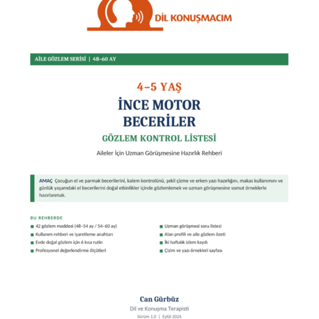 4–5 Yaş İnce Motor Beceriler Gözlem Kontrol Listesi | Aile Rehberi