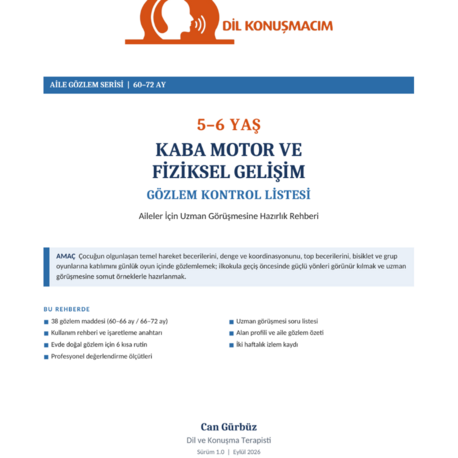 5–6 Yaş Kaba Motor ve Fiziksel Gelişim Gözlem Kontrol Listesi | Aile Rehberi 