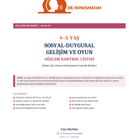 4–5 Yaş Sosyal-Duygusal Gelişim ve Oyun Gözlem Kontrol Listesi | Aile Rehberi