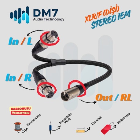 XLR/F (Dişi) Stereo İn-Ear Monitör Kablosu