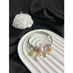 pembe ay dede charm Çelik pandora bileklik