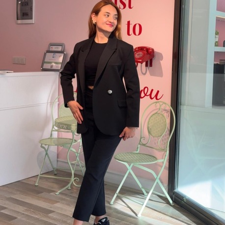 KASHA OVERSİZE DÜĞME DETAYLI SİYAH BLAZER CEKET