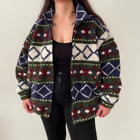 vintage unisex ekstra kalın polar mont