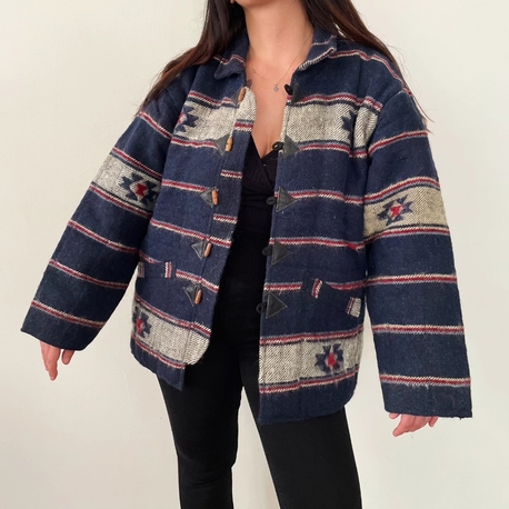 Vintage unisex 90s ekstra kalın kaşe mont