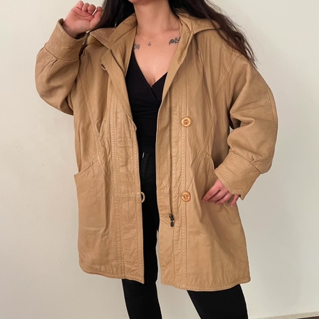 80s unisex orj kuzu deri mont
