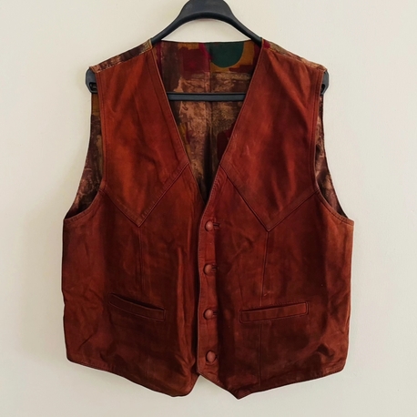 vintage unisex deri yelek