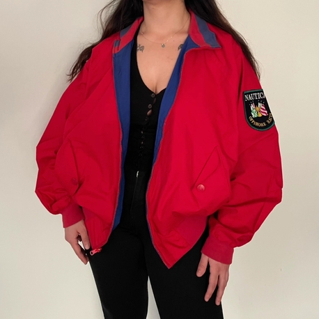 Nautıca vintage çift taraflı unisex bomber mont 