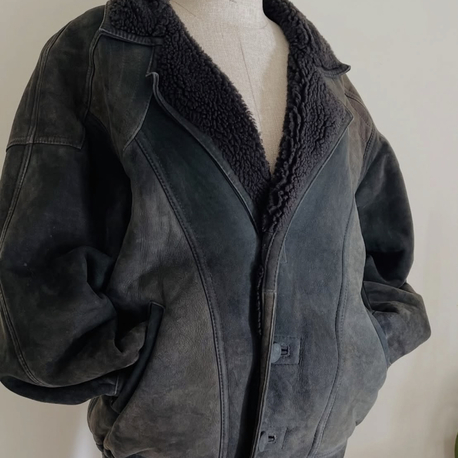 Vintage unisex nubuk deri mont