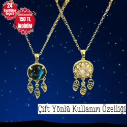 Space Lucky - 14 Ayar Altın Kaplama Özel Tasarım Çelik Kolye